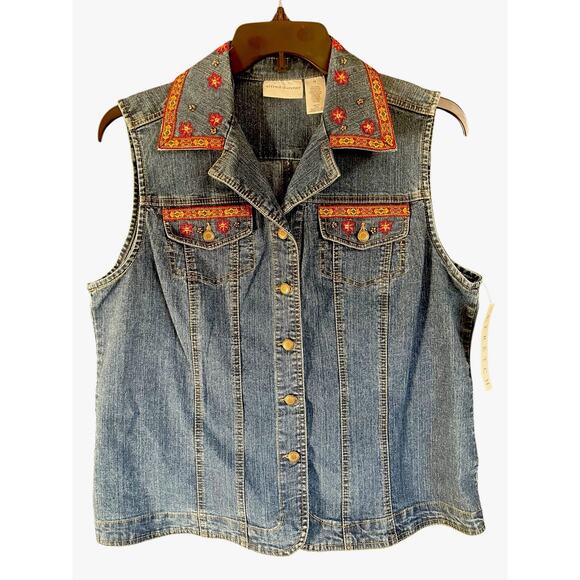 NWT Alfred Dunner Women’s Embellished Denim Vest Size 12 - Picture 2 of 9